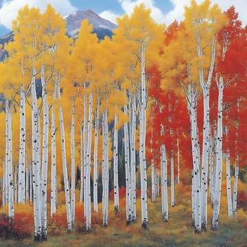 Autumn Aspen Forest Mountain View.