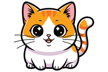 Obraz premium A cute orange and white kitten isolated on white background, featuring big eyes, a small nose, and a playful expression, radiating charm and innocence vector illustration