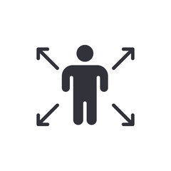 Human Figure Displaying Multiple Directions Arrow Concept Design