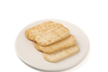 Crispy Rice Crackers on White Plate - Asian Snack Food
