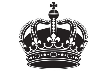 An ornate crown isolated on white background, featuring fleurdelis and a cross, symbolizing royalty, power, and historical significance vector illustration