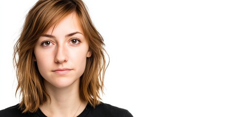 Portrait of a Young Woman with Natural Makeup and Casual Style