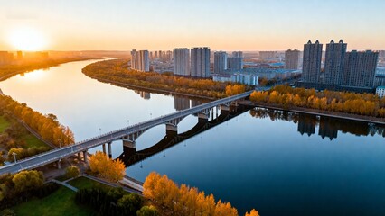 City river bridge sunset © hs