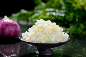 Fresh Minced Garlic and Purple Onion Chinese Cooking Ingredients Asian Cuisine Preparation