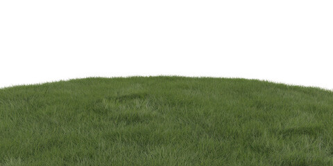 Green grassy hill top isolated on transparent background. landscape with green grass