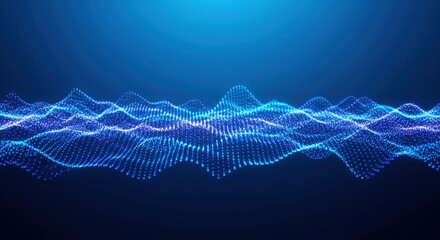 Abstract blue particle wave design with gradient background