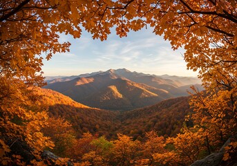 Autumn mountain landscape foliage view
