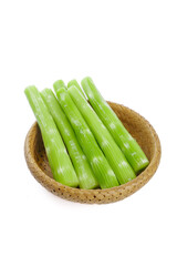 Fresh Green Celery Stalks in Woven Basket - Healthy Vegetable Food Photography