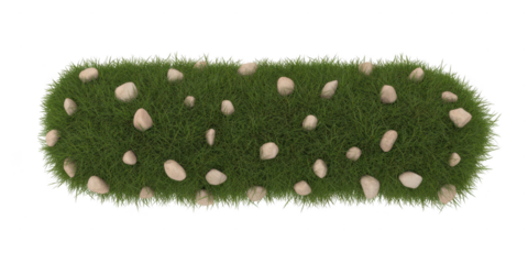 Green fuzzy object with white spots isolated on transparent background. green grass on white background