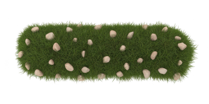 Green fuzzy object with white spots isolated on transparent background. green grass on white background