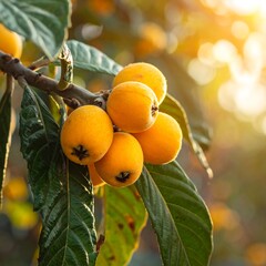 Loquat fruit on a branch