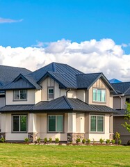 Suburban home under a vibrant sky