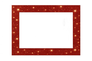 Red glitter frame shimmering on transparent background, festive border for celebrations and holiday designs