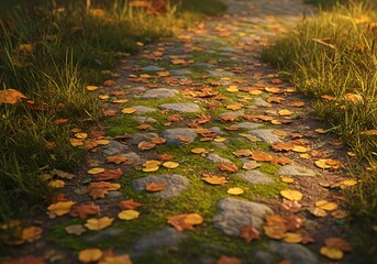 Autumn path through woodland