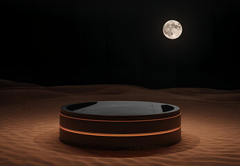 Moon-themed display stand.