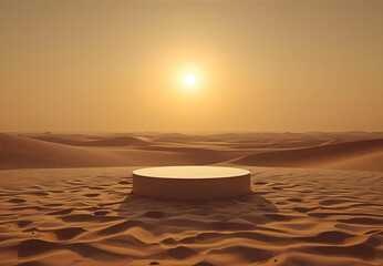 Desert-themed display stand.