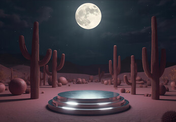 Moon-themed display stand.