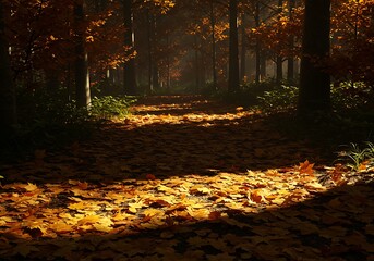 Autumn pathway in forest