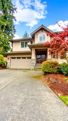 Suburban home with fall foliage