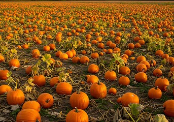 Autumn pumpkin field