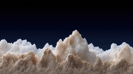 Stunning Natural Salt Formation with Intricate Peaks and Smooth Textures Against a Dark Background
