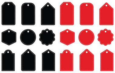 Red and Black Sale Tags Vector Set – Marketing Price Labels Collection