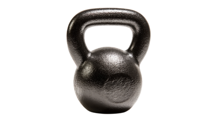 This image shows a cast iron kettlebell, a versatile piece of fitness equipment on white background 