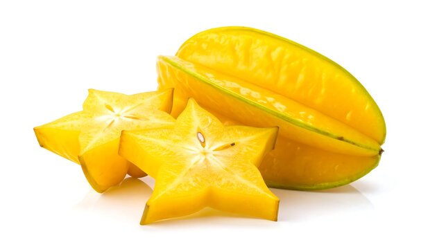 Star fruit slices on white background