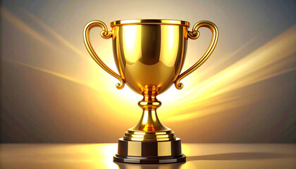 Shiny golden trophy cup isolated on transparent background without shadow, perfect for awards, success, and achievement themes