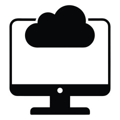 Cloud Computing on Desktop Monitor Vector Illustration
