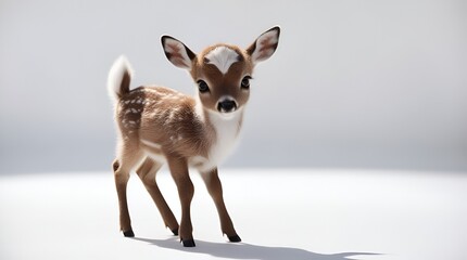 Baby deer alone on a white backdrop – detailed lifelike textures, natural stance, and clear outline for graphic or educational use.