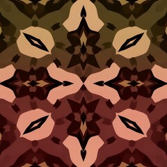 Abstract geometric pattern with organic shapes and dark outlines in warm earthy tones