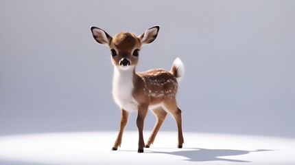 High-resolution baby deer on white – realistic fur patterns, small antler buds, and expressive eyes, ideal for clean illustrations or prints.