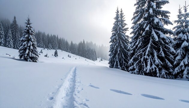 Snowy mountain path