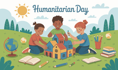 Fototapeta premium International Humanitarian Day: Children Building a Better World