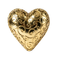 golden heart with red ribbon
