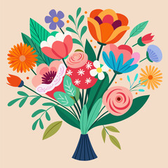 Beautiful bouquet of red roses flowers