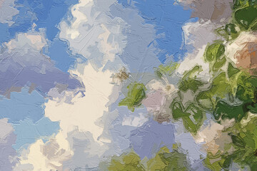 Various oil paintings, flowers, roses, peonies, landscapes, plum blossoms, flying birds, parks