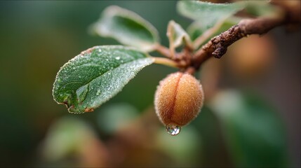 Fototapeta premium Peach fruit bud close up