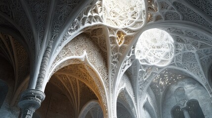 Intricate Architectural Marvel: A Celestial Vault of White Stone
