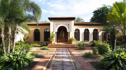 Mediterranean Villa with Lush Landscaping