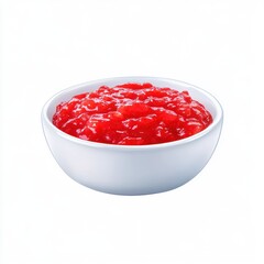 Fresh Red Sauce in a White Bowl on White Background