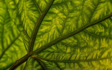 Intricate green leaf vein structure macro photography detailed plant biology close up