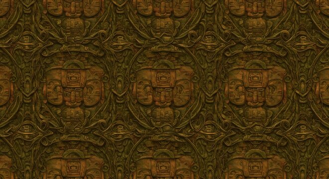 Ornate carved wooden panel texture repeating pattern background design