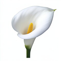 Elegant White Calla Lily Bloom with Yellow Detail and Smooth Pedals