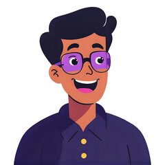 Illustration of a man with glasses and a happy expression