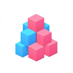 Obraz premium Colorful 3D Blocks Stacked in Pyramid Formation on White Background
