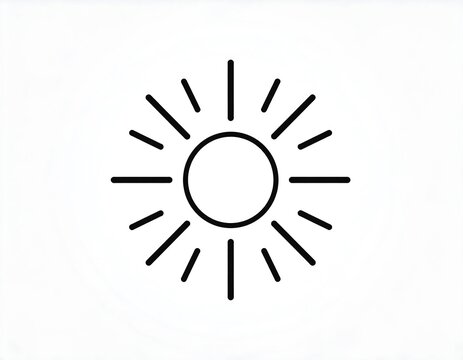 Minimalist sunshine vector illustration in black and white, radiating warmth and light