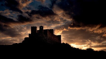 Obraz premium Silhouette castle dramatic sky