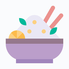 Vegetable Soup in Bowl Isolated Vector Flat Style Icon.
